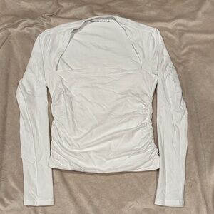 Abercrombie Square Neck White Long Sleeve Top